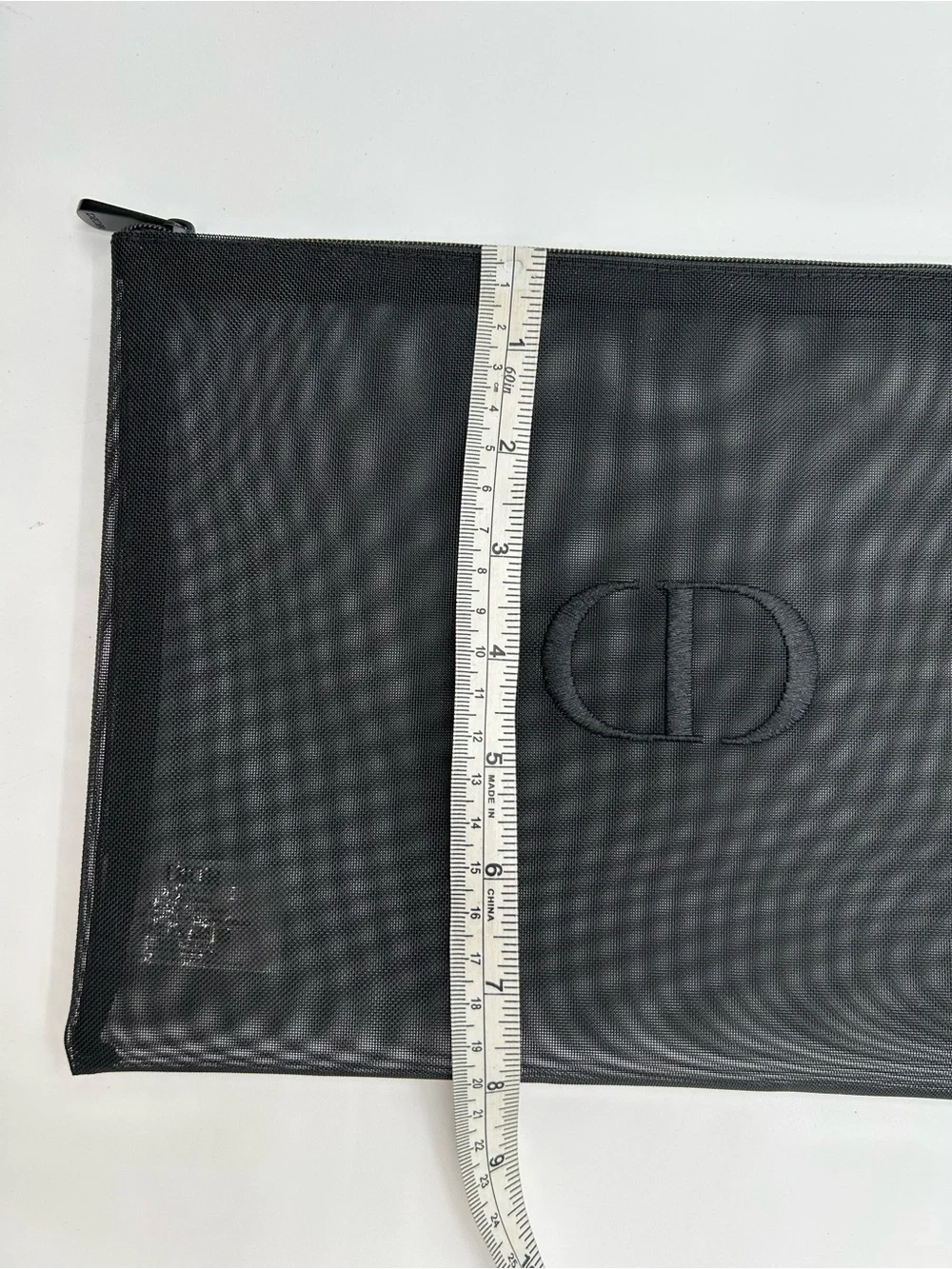 CHRISTIAN DIOR Pouch Black Mesh Cosmetic or Travel Makeup Bag.
